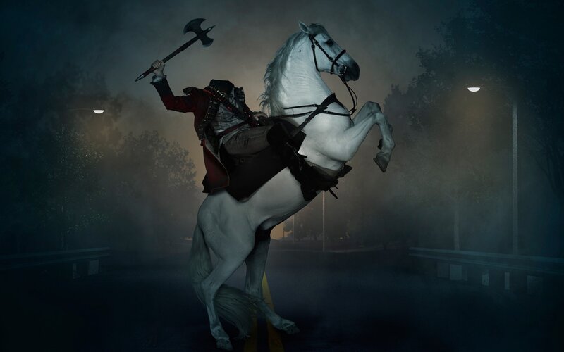Soldier on White Horse — Dramatic, Night