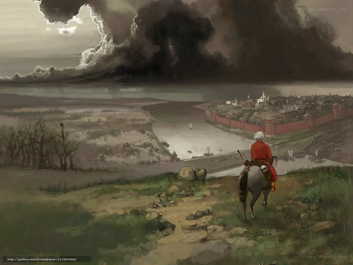 Soldier overlooking a besieged city