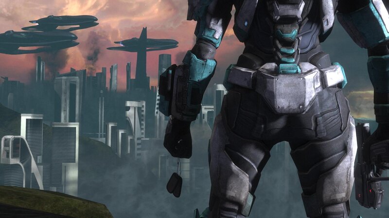 soldier overlooking a war-torn city