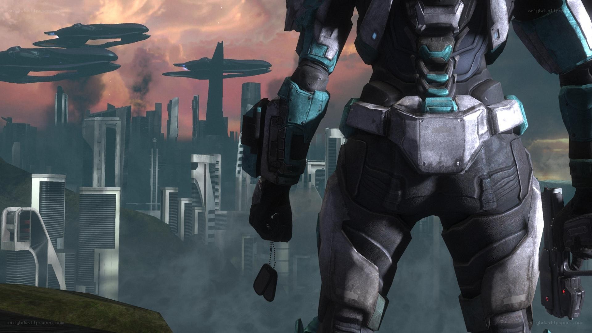 soldier overlooking a war-torn city