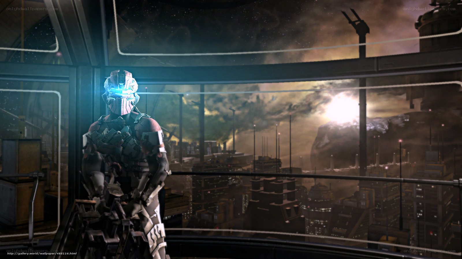 soldier overlooking alien city