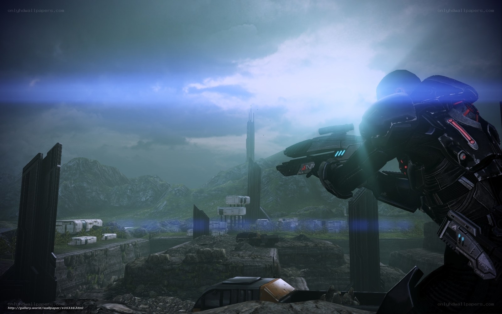 soldier overlooking alien city