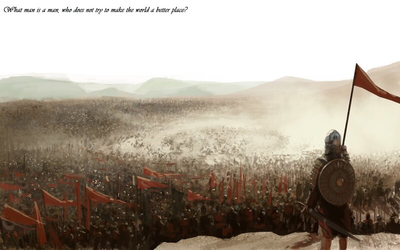 Soldier overlooking battlefield