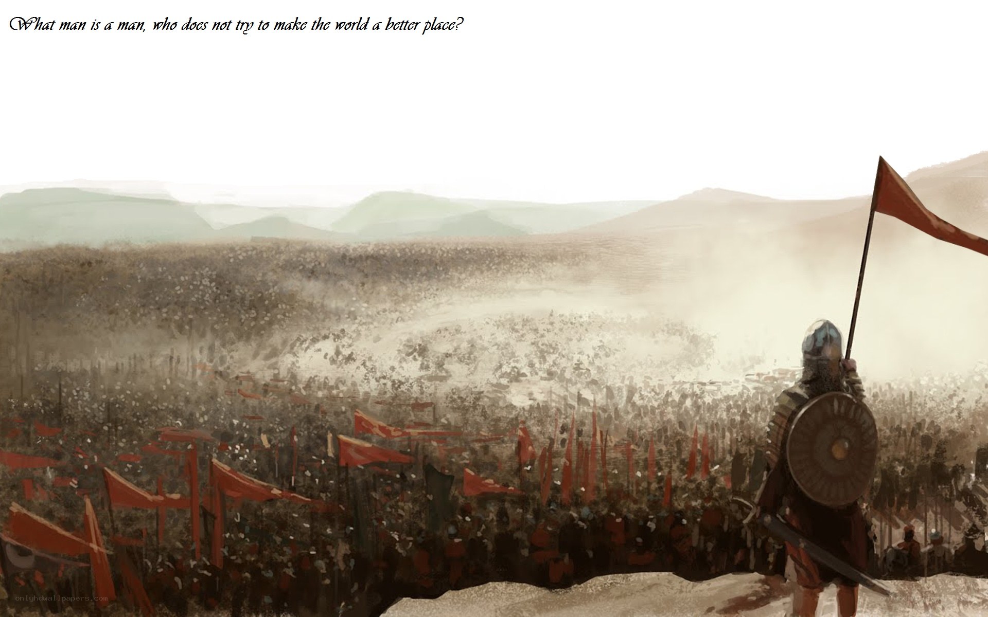 Soldier overlooking battlefield