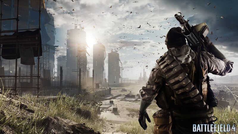 Soldier Overlooking City — Gray, Dramatic, Afternoon