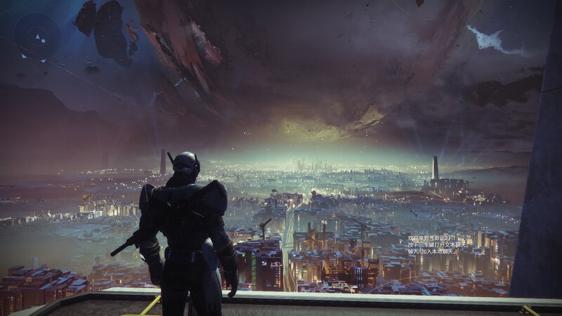 Soldier Overlooking City — Gray, Dramatic, Night