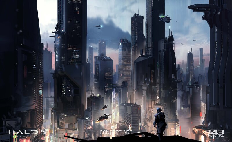 Soldier Overlooking City — Gray, Dramatic, Sunset