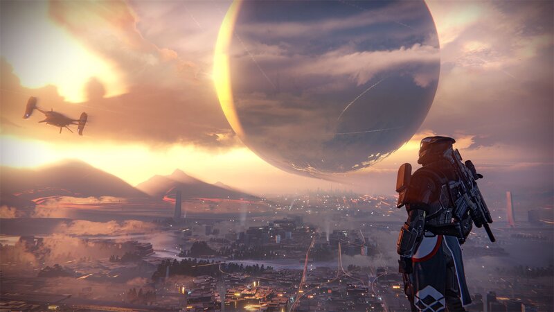Soldier Overlooking City — Orange, Dramatic, Sunset, 3d Render