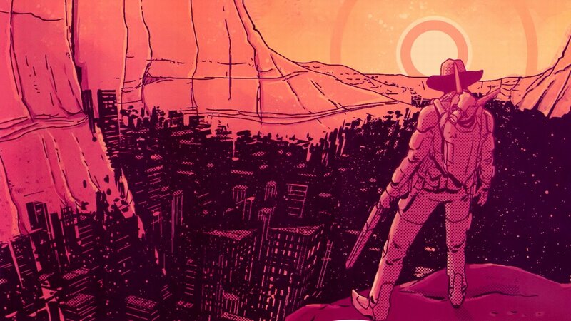 Soldier Overlooking City — Pink