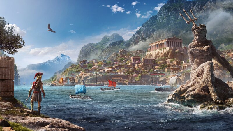 Soldier Overlooking Harbor — Blue