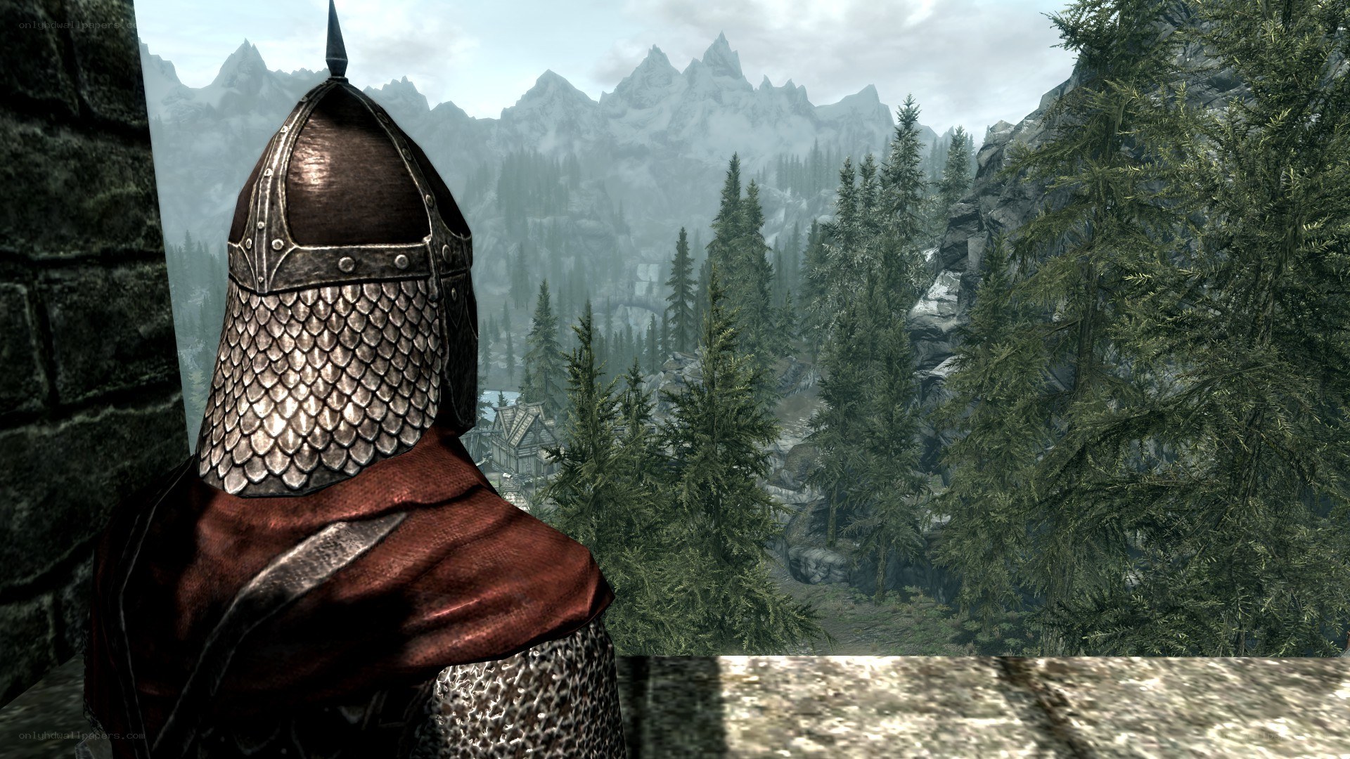 soldier overlooking mountain village