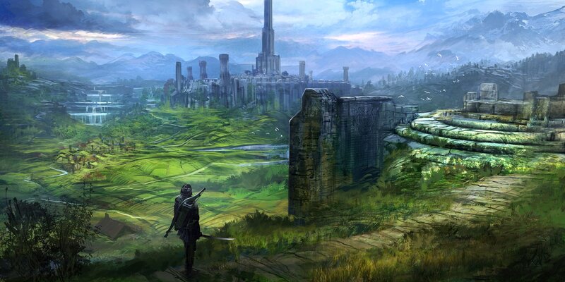 Soldier Overlooking Ruins