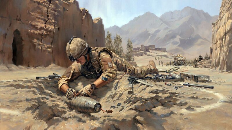 Soldier Placing Bomb