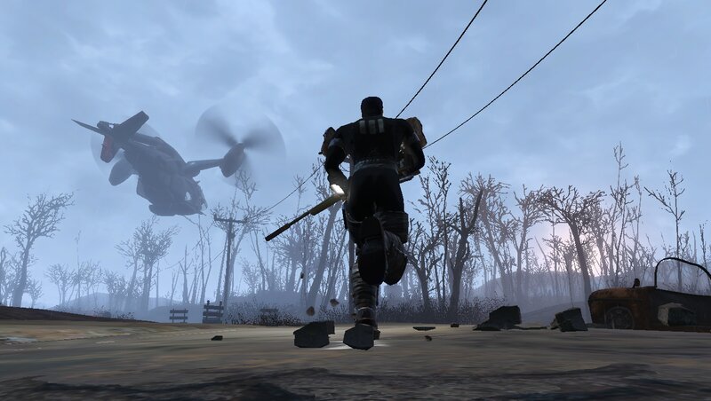 Soldier Running from Helicopter