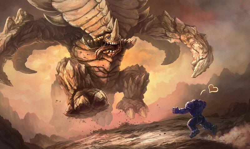 Soldier Running from Monster — Orange