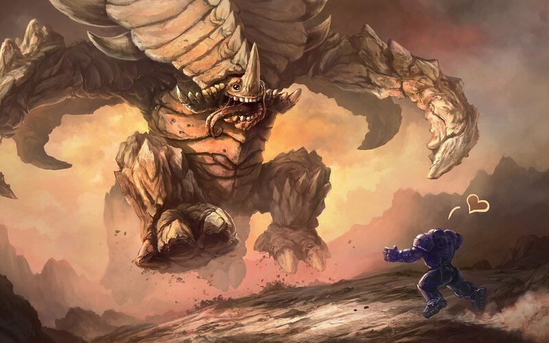 Soldier Running from Monster
