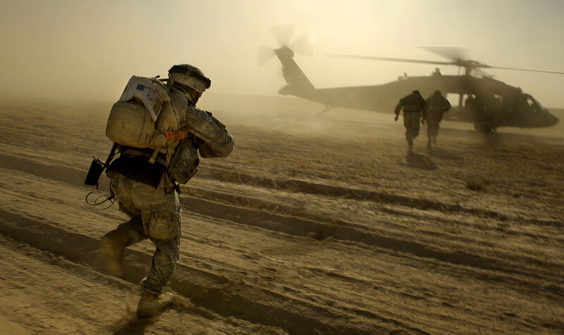 Soldier Running in Desert — Brown