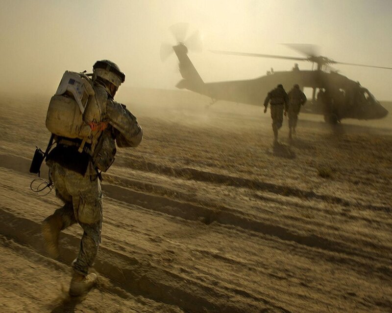 Soldier Running in Desert