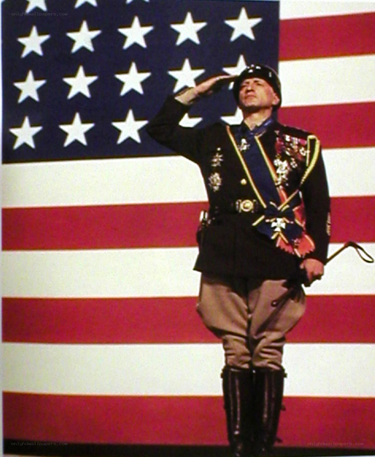 Soldier saluting American flag
