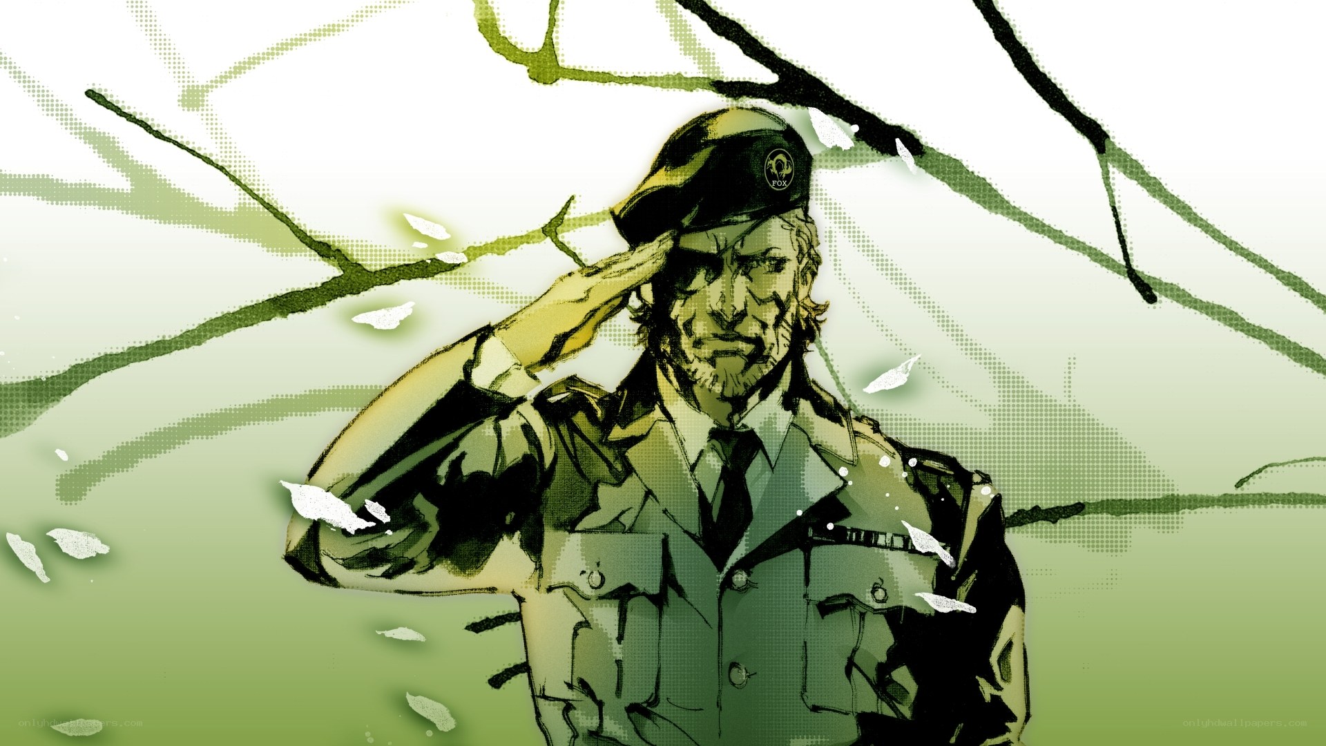 soldier saluting in forest