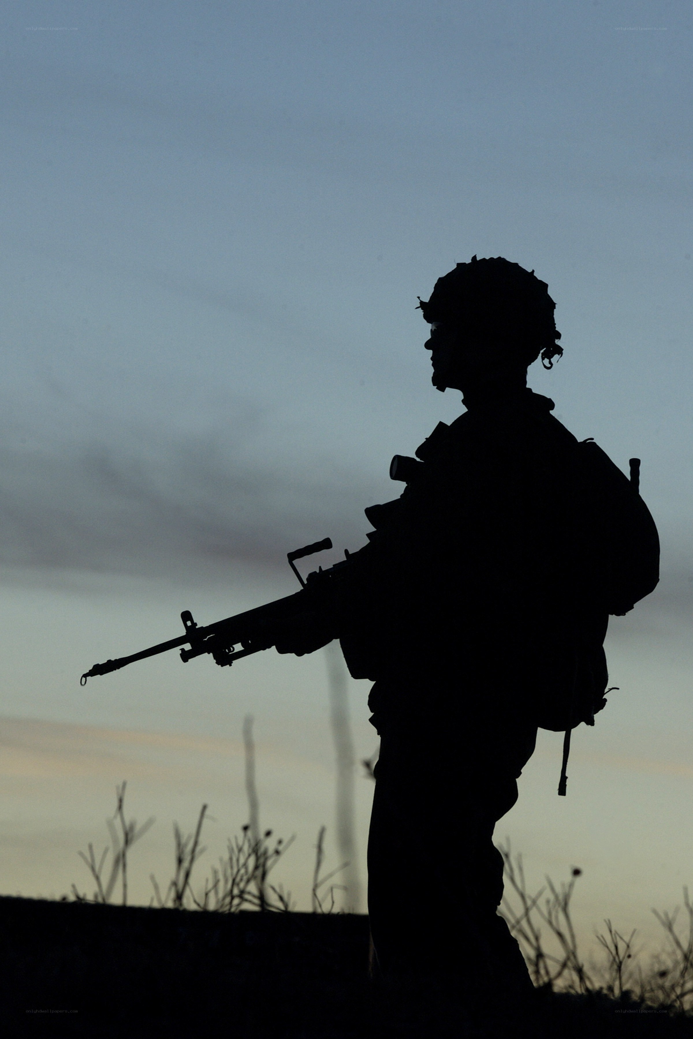 soldier silhouette at dusk