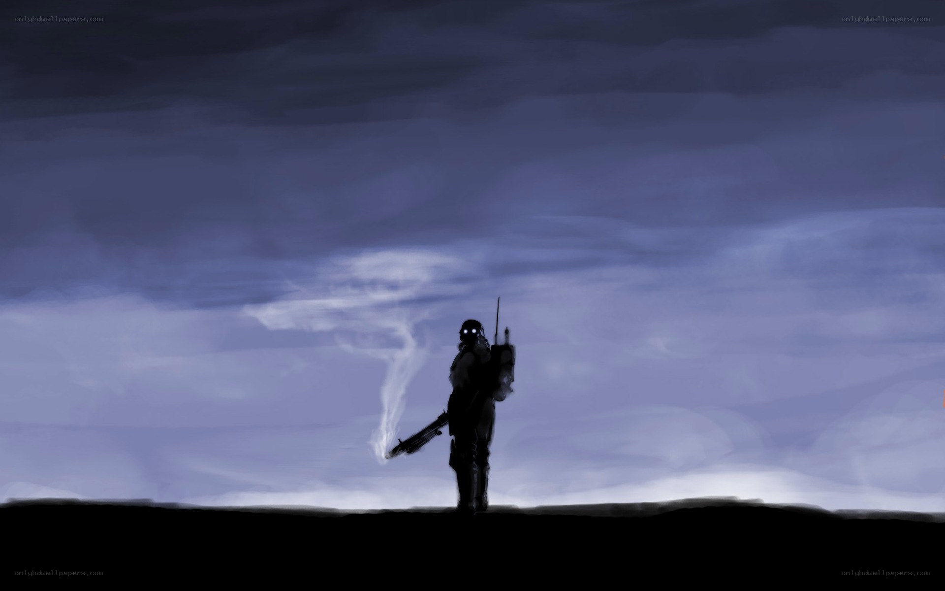 soldier silhouette at dusk