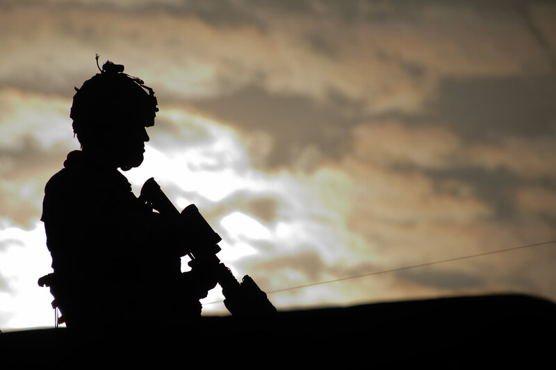 soldier silhouette at sunset