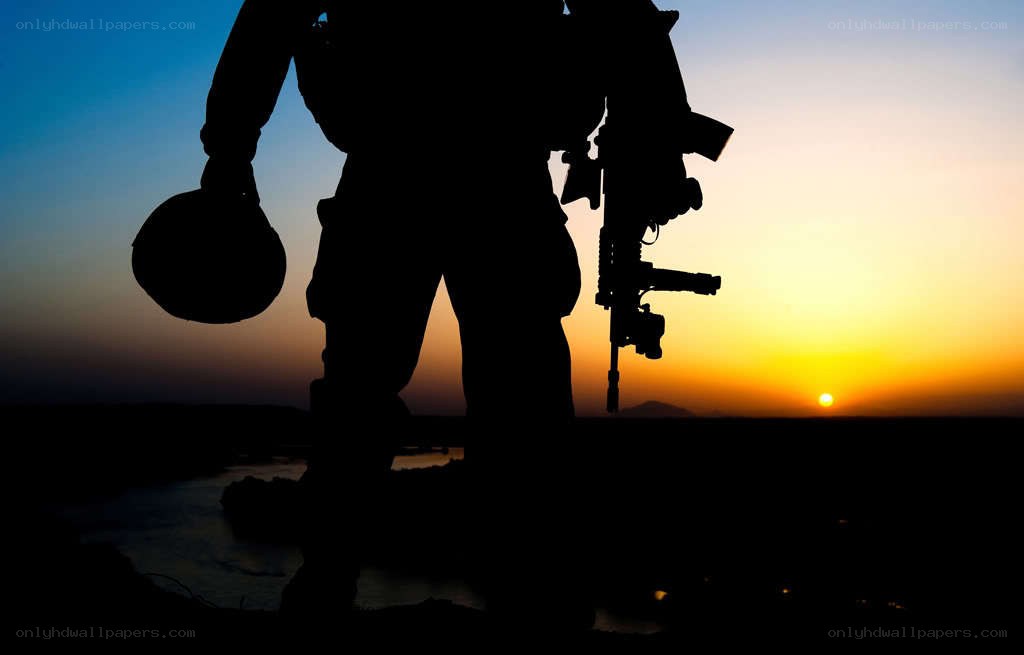 Soldier silhouette at sunset
