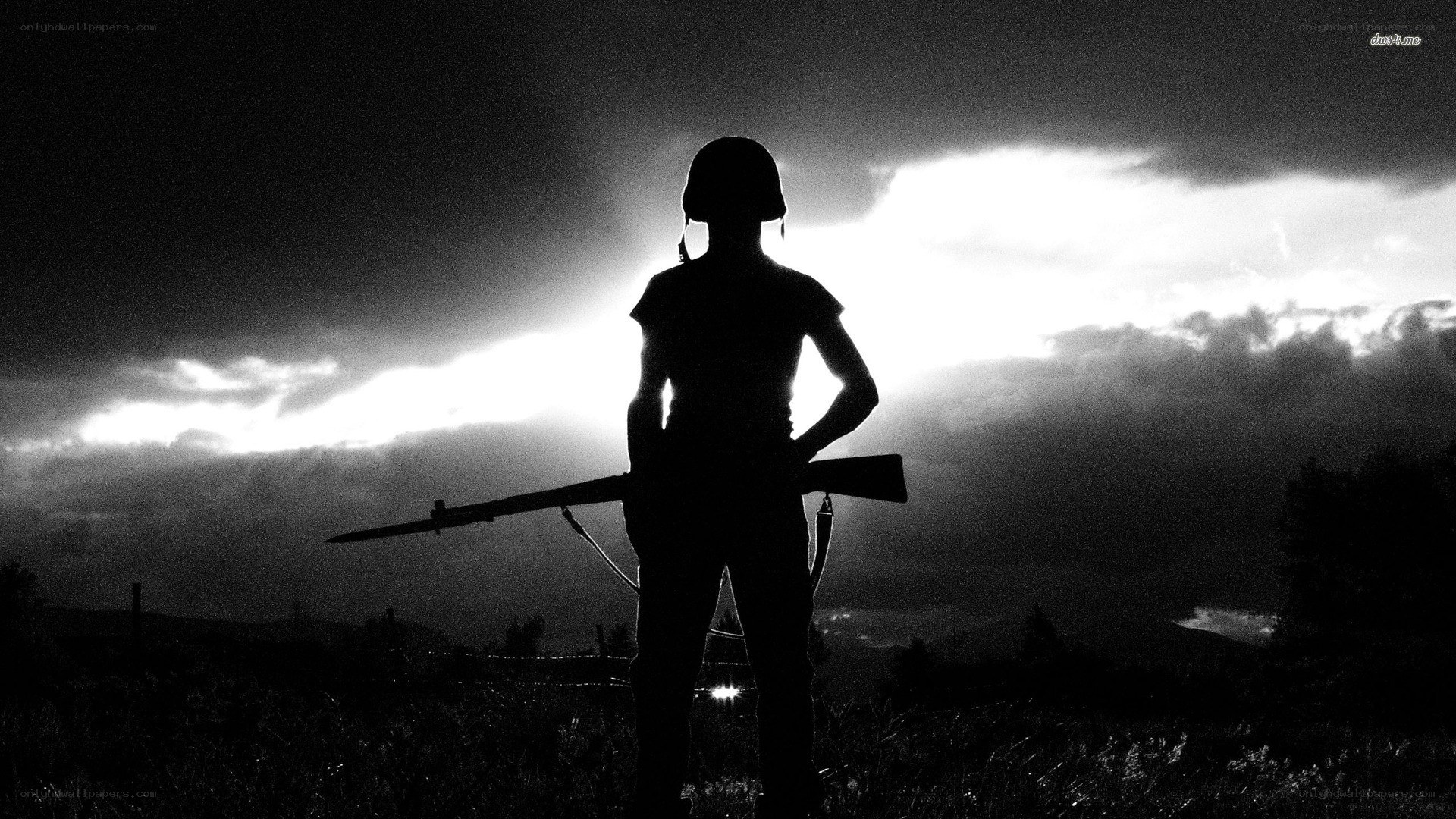 soldier silhouette at sunset