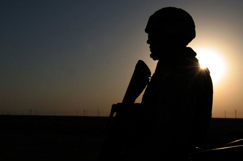 soldier silhouette at sunset