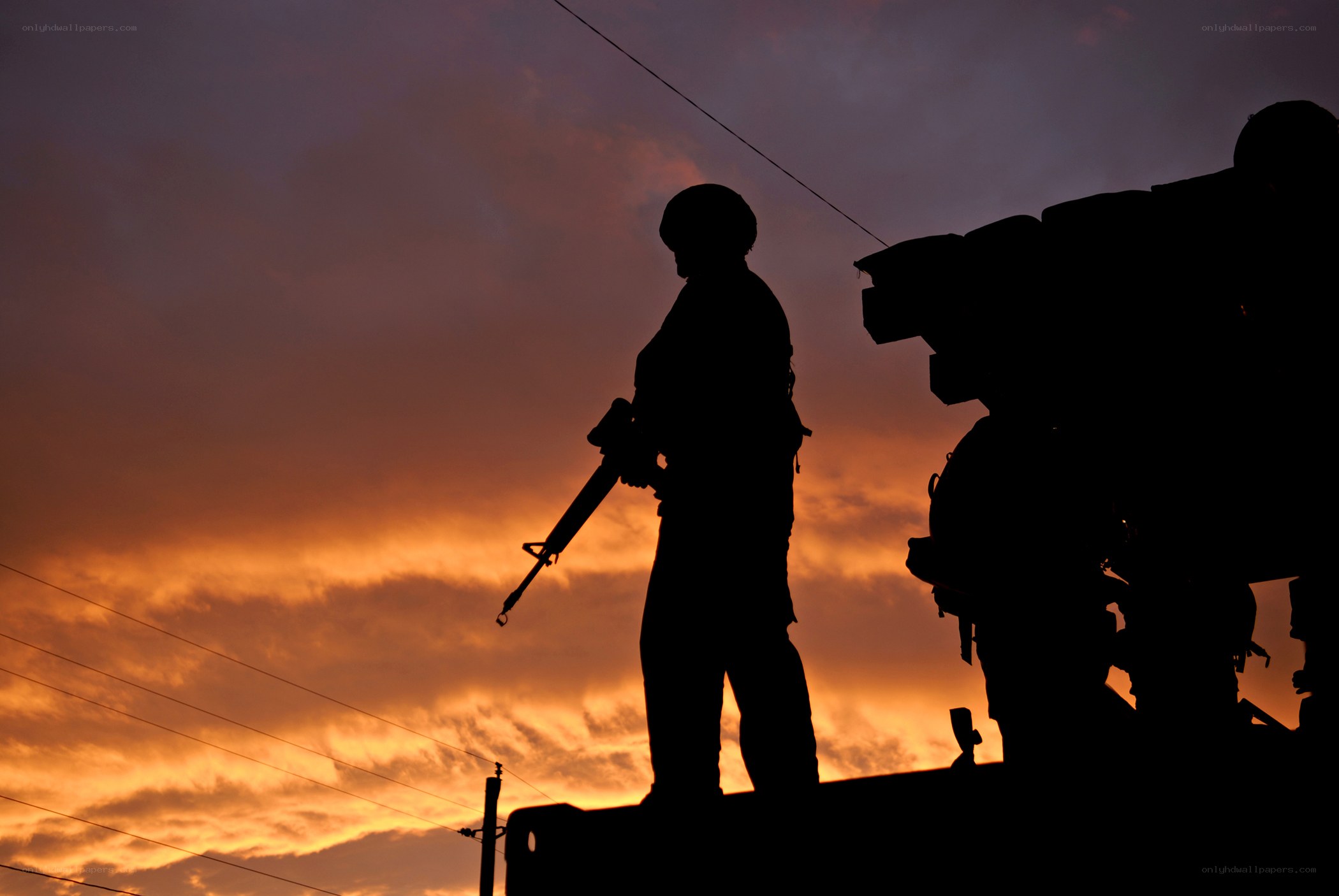 Soldier silhouette at sunset