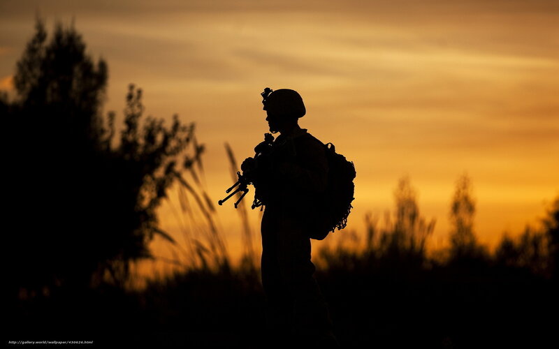 Soldier Silhouette at Sunset