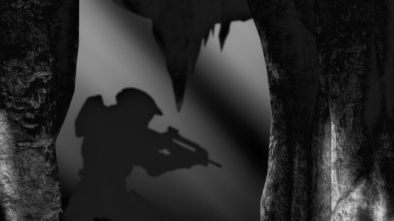 Soldier Silhouette in Cave