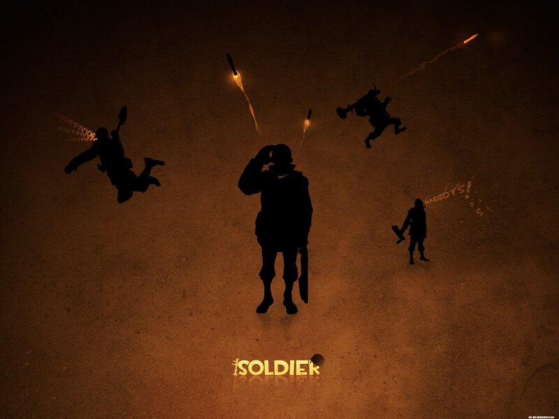 Soldier silhouette in combat