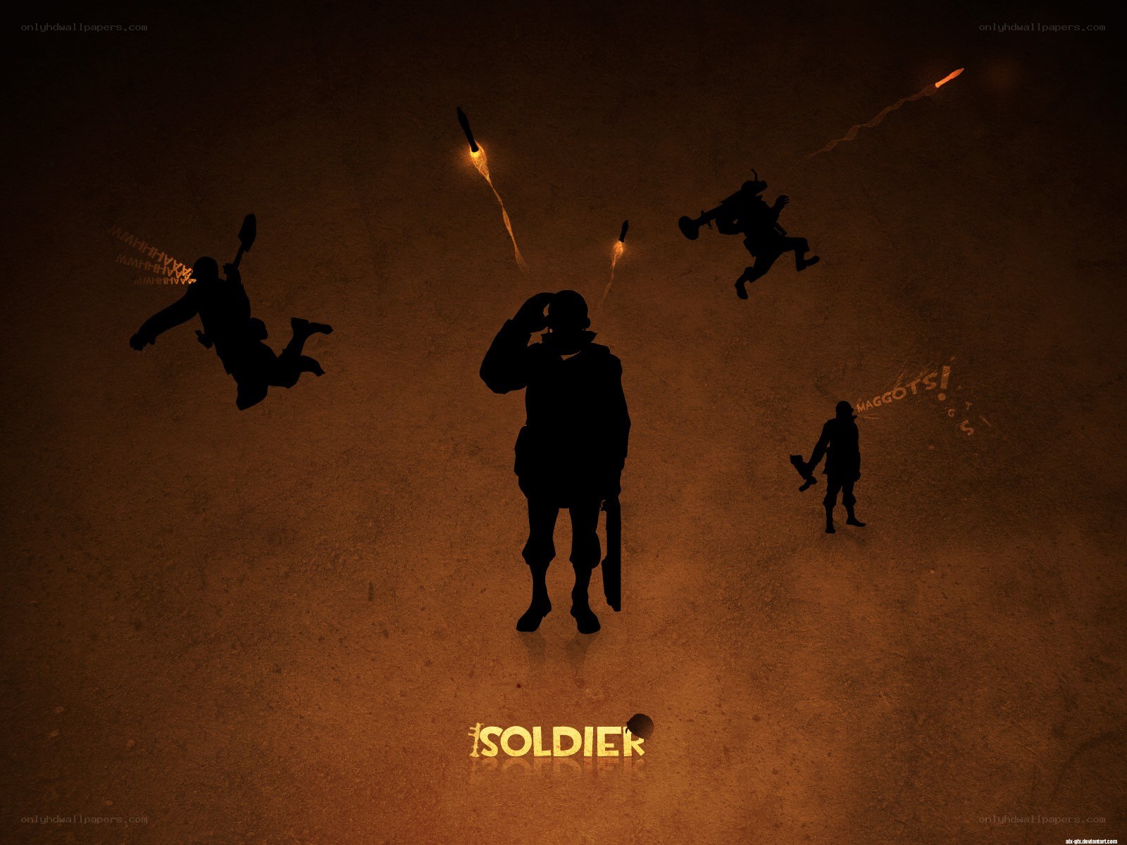 Soldier silhouette in combat