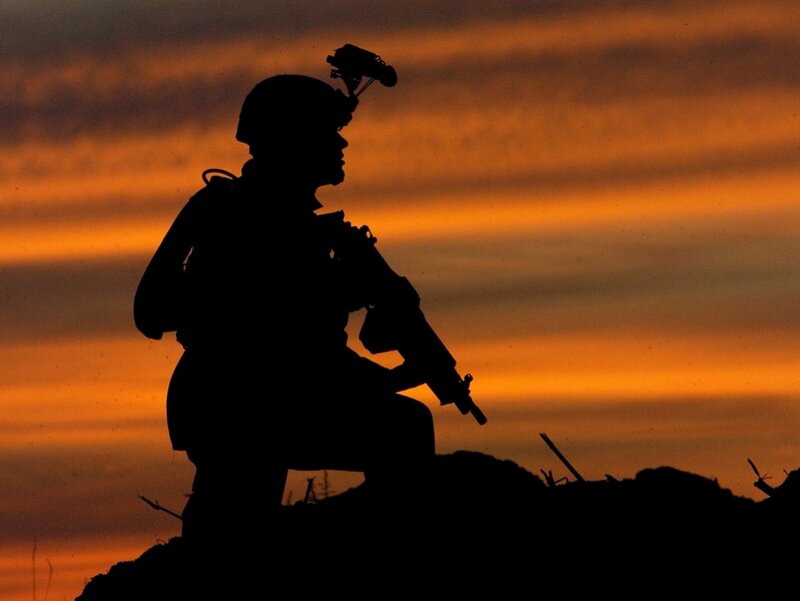 Soldier Silhouette — Orange, Dramatic