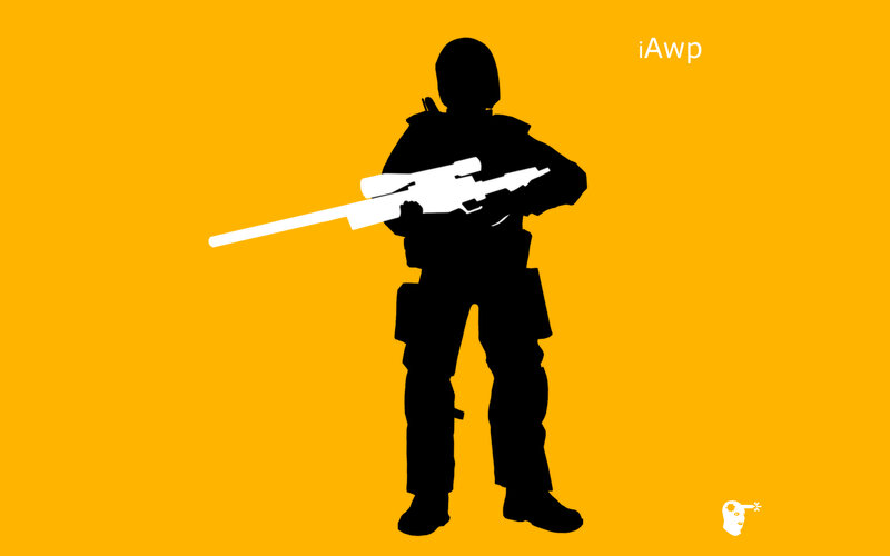 Soldier Silhouette with Rifle — Yellow, Dramatic