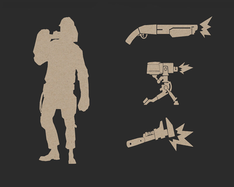 soldier silhouette with weapons
