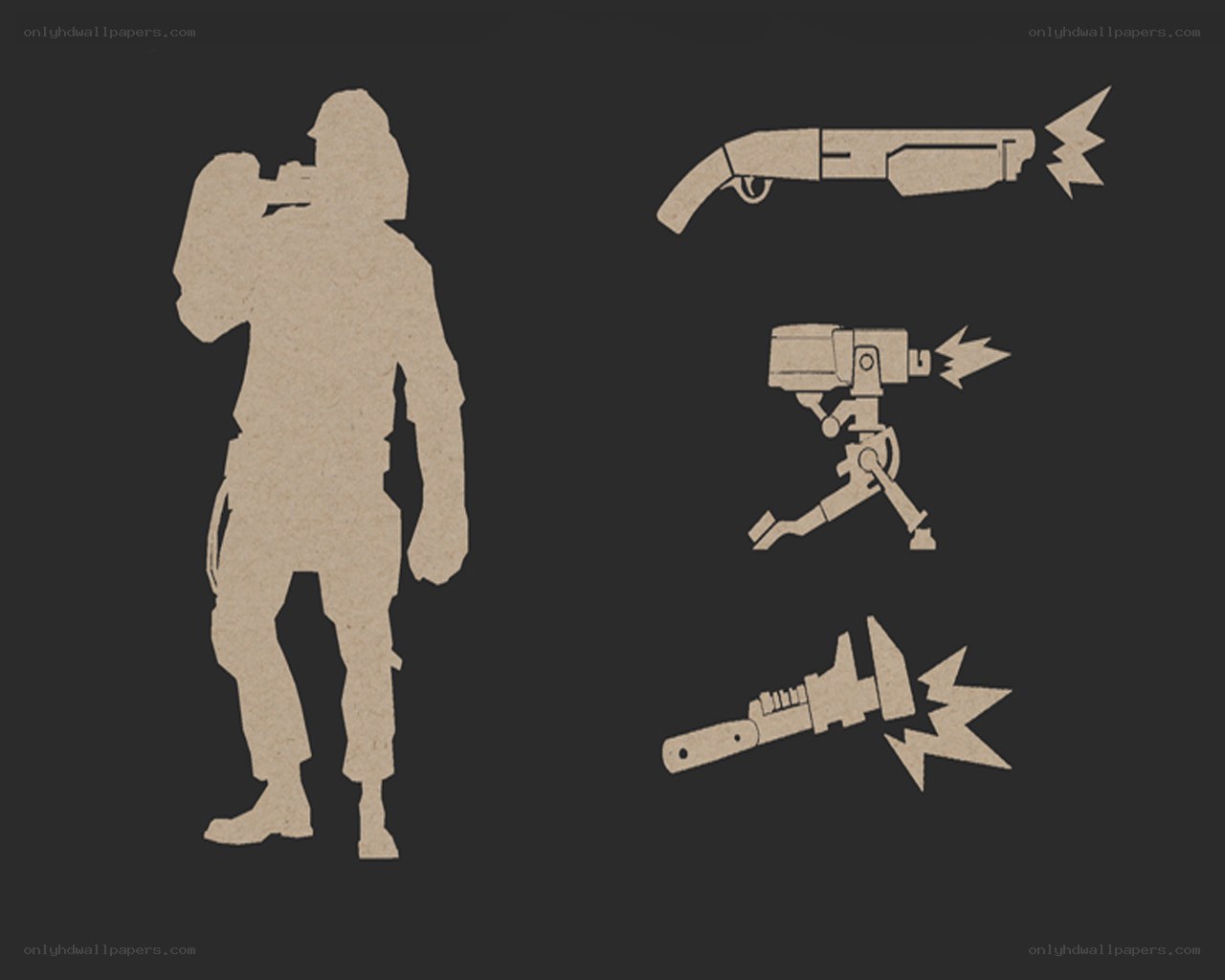 soldier silhouette with weapons