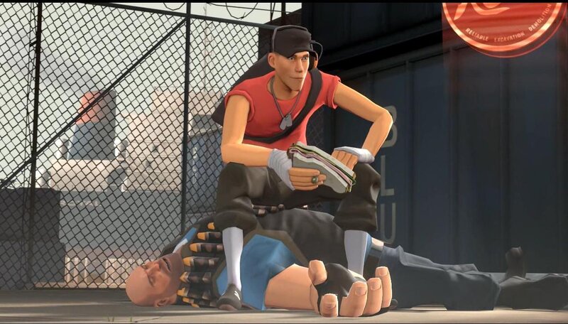 Soldier sitting on fallen teammate