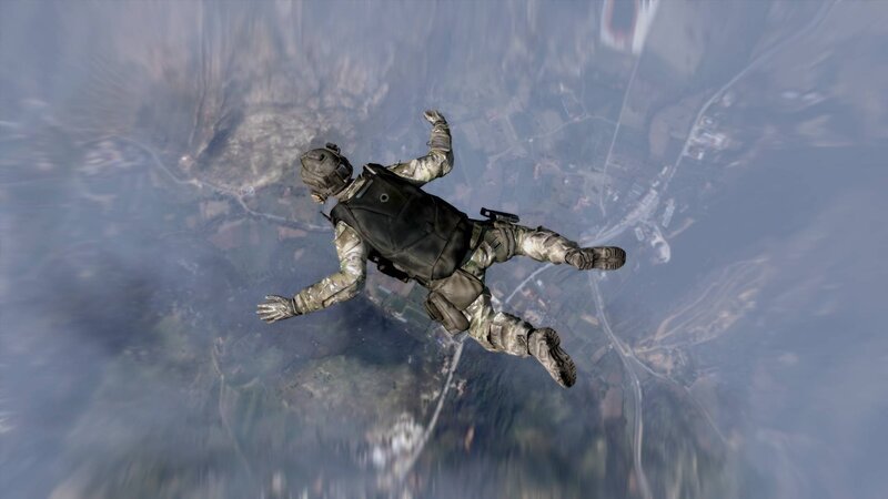 soldier skydiving from aircraft