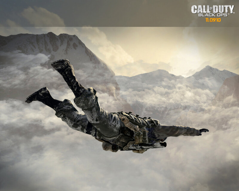 Soldier Skydiving — Gray, Dramatic, Afternoon