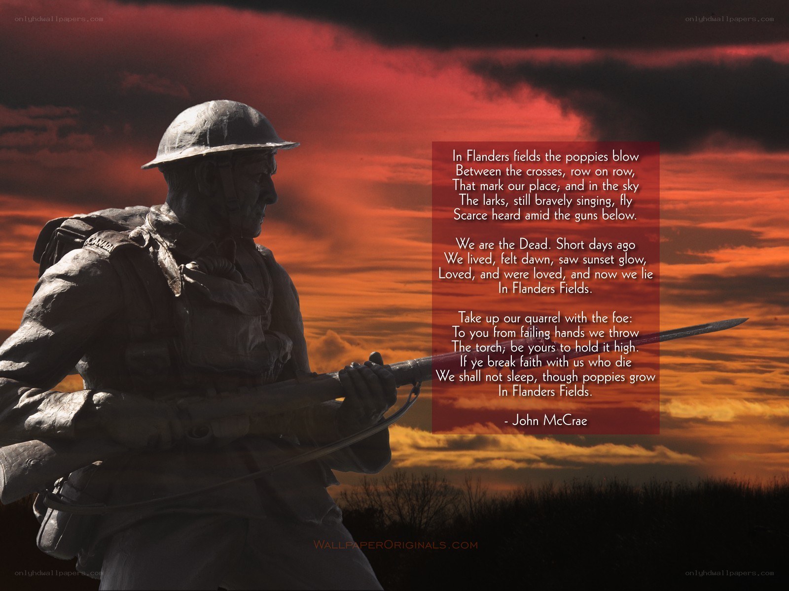 Soldier statue at sunset