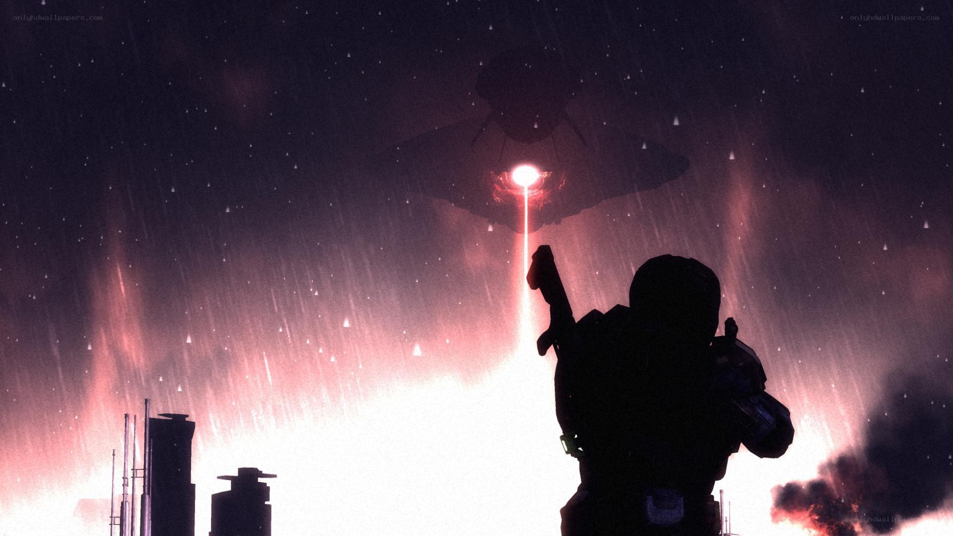 soldier under alien ship