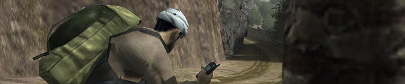 soldier using phone in canyon