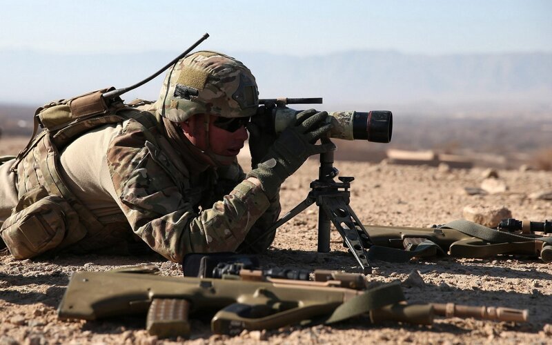 Soldier Using Spotting Scope