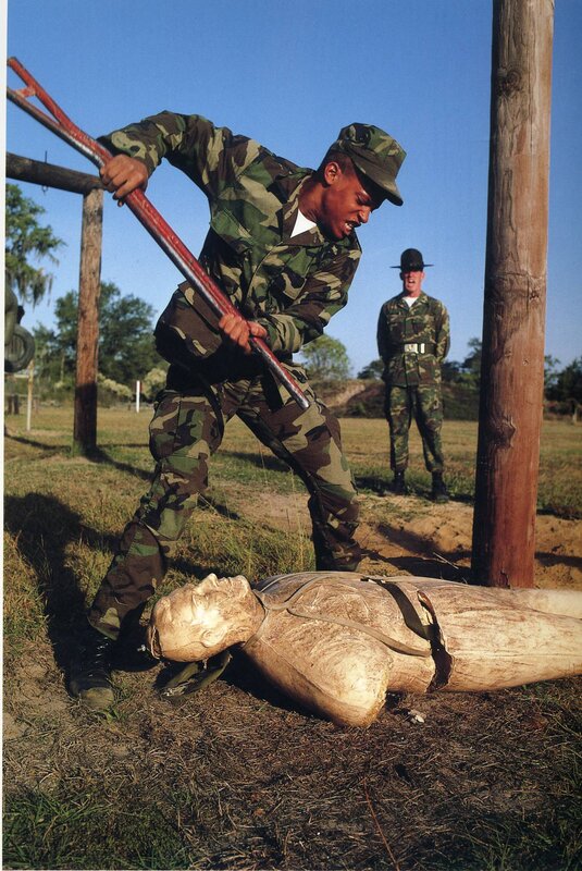 Soldier using training dummy