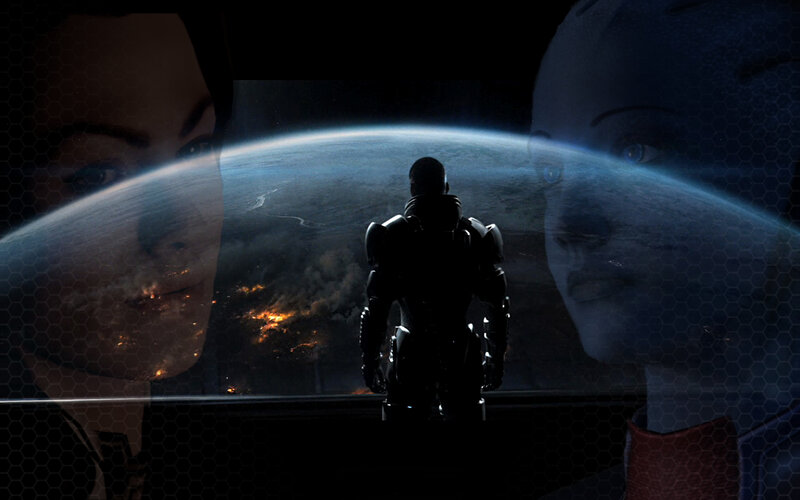 Soldier views burning Earth