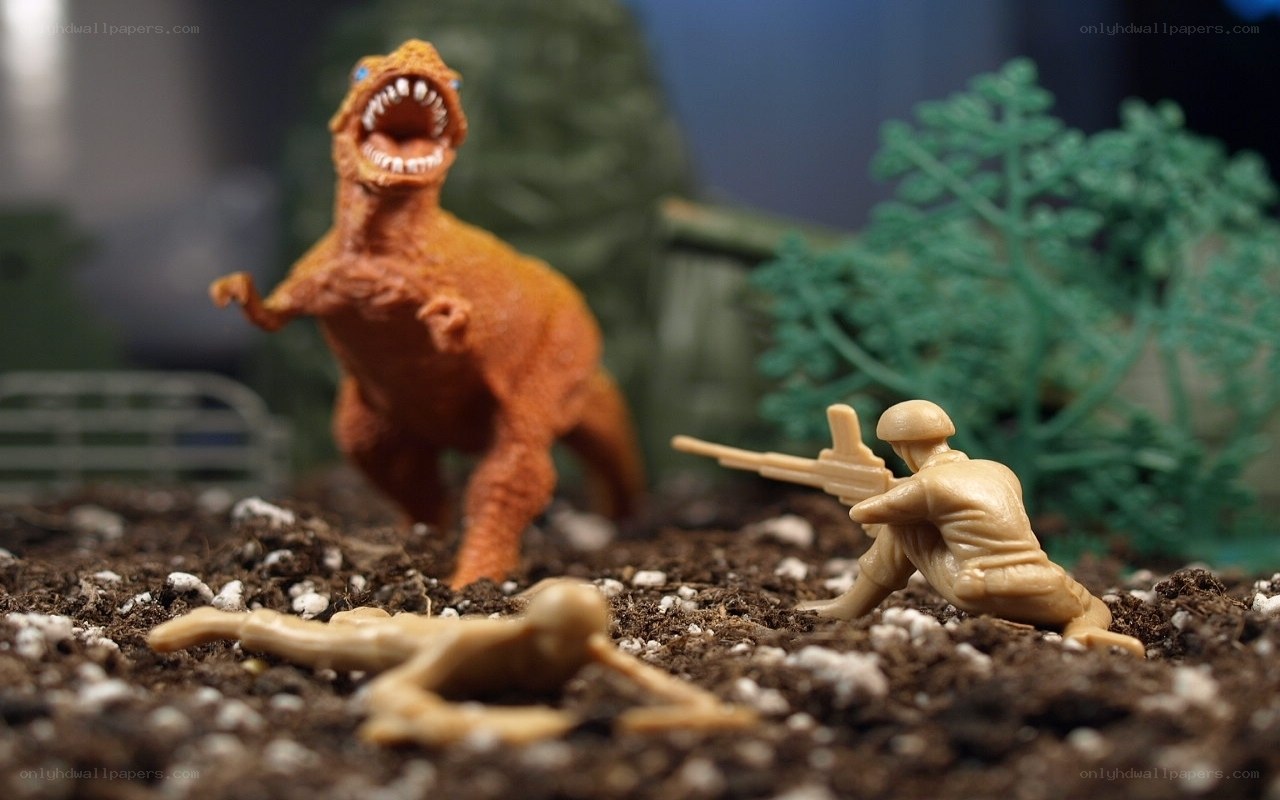 Soldier vs dinosaur battle