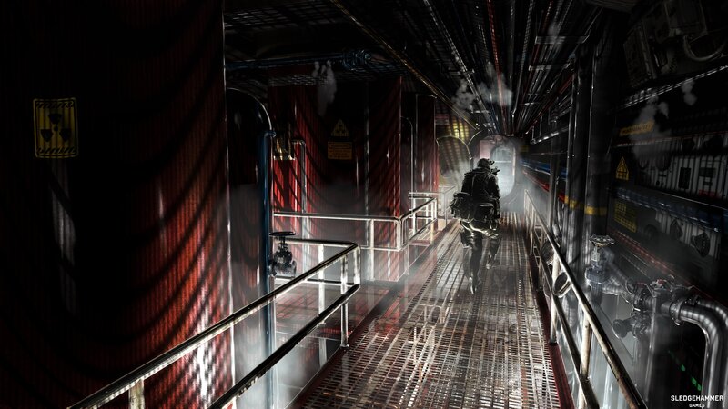 Soldier Walking in Corridor